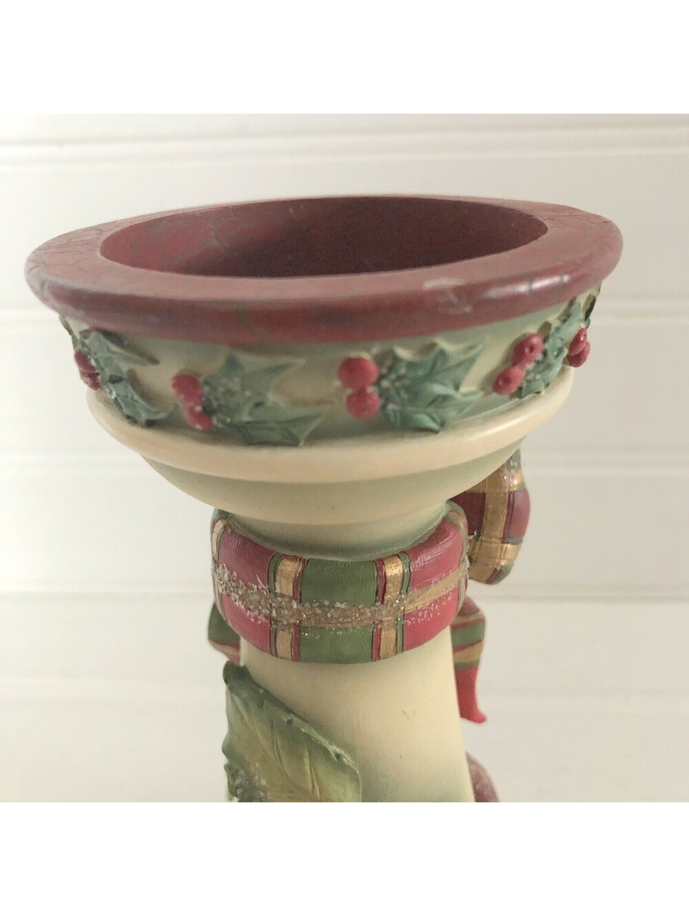2 Winter Orchard Candle Holders Christmas Fruit Ribbon Holly Betty Singer Design - Picture 8 of 12